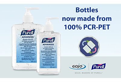 Sustainability progress: 100% PCR-PET packaging for even more PURELL® products