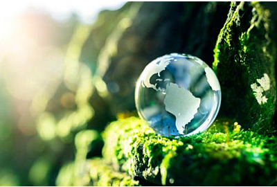 Glaskugel im Naturkonzept für Umwelt und Naturschutz