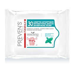 PREVEN'S PARIS® Antiseptic Wipes for hands, objects and surfaces, mint fragrance